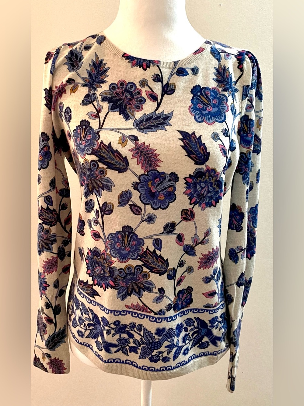 Talbots Women’s Size Small Floral Crewneck Multicolored Long-Sleeve Sweater